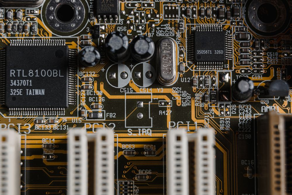 Gold traces on a circuit board