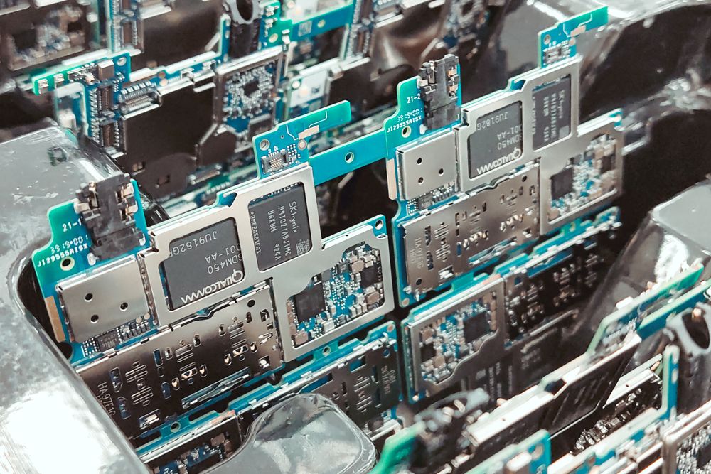 Circuit boards on a production line
